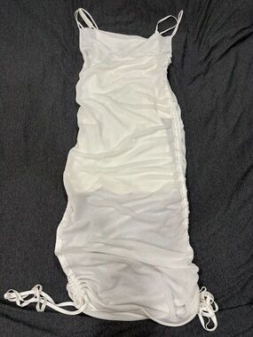 NWT Dion Lee White Ruched Spaghetti Strap Midi Dress